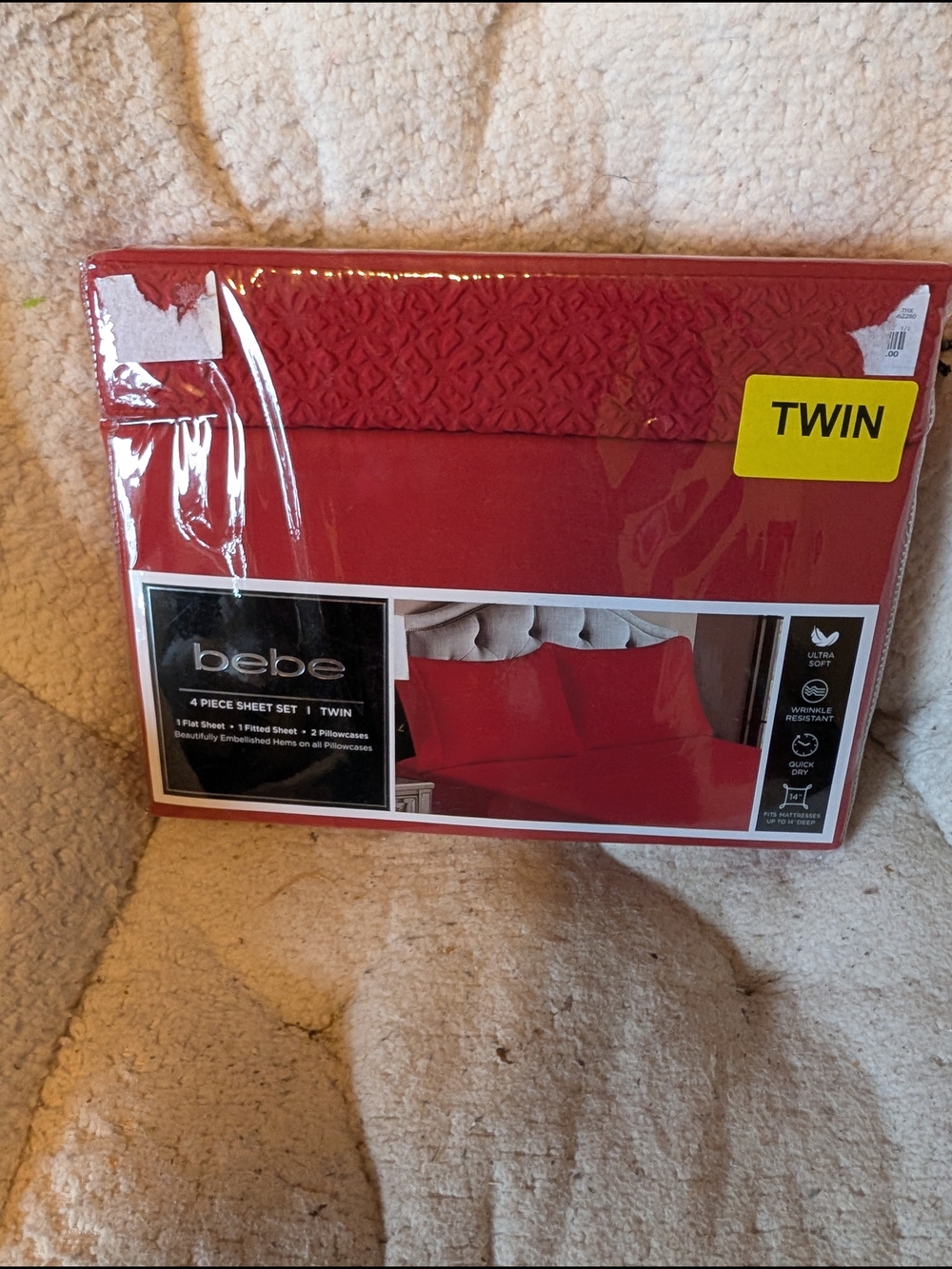 bebe Twin 4-Piece Sheet Set in Red